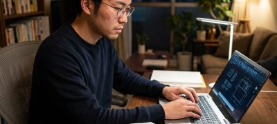 勉強している男性