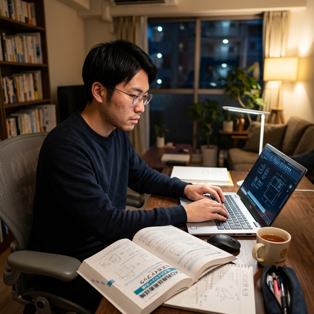 勉強している男性