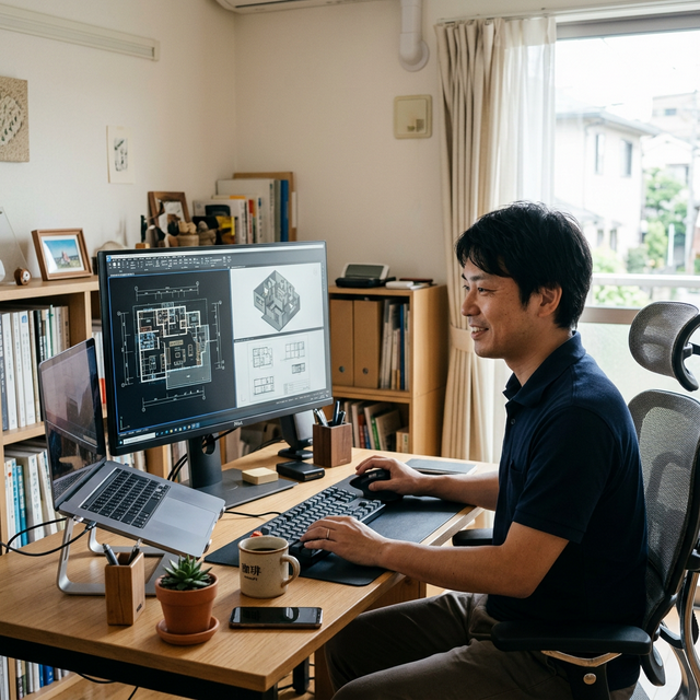 CADオペレーターが仕事している