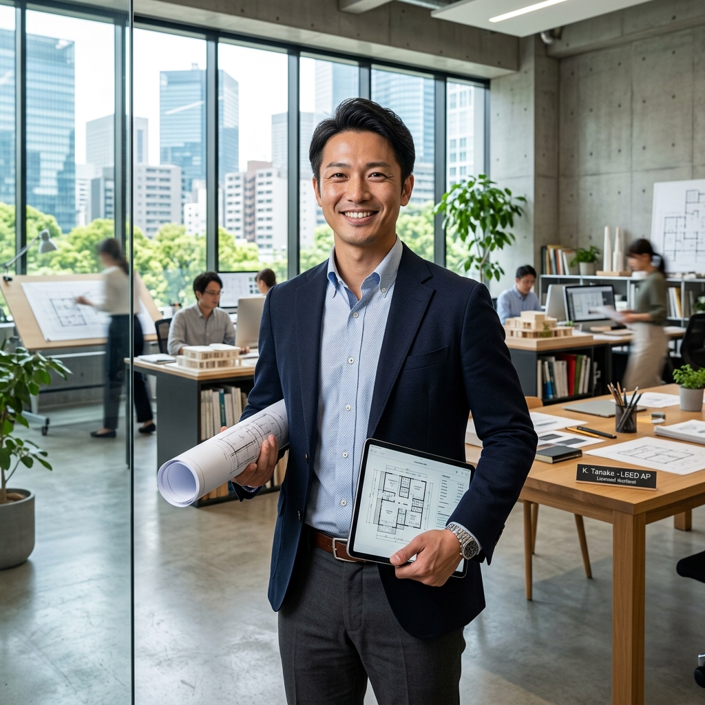 笑顔で立っている男性